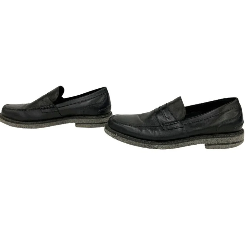 Donald Pliner Landry Mens Black‎ Leather Slip On Loafers Penny Shoes Size 12M